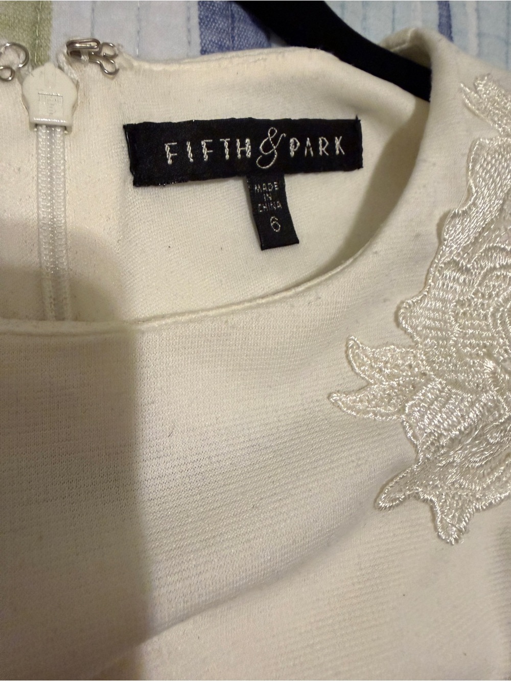 Fifth & Park White Embellished Mini Dress